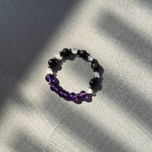 🪬 Third Eye Guard · Amethyst, Clear Quartz & Obsidian | Fortune Blossom | Clarity · Intuition · Protection